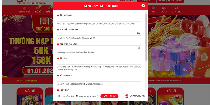 Mục thông tin đăng ký game tại J88 chi tiết Mục thông tin đăng ký game tại J88 chi tiết